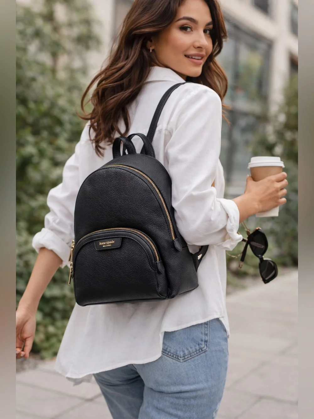Kate Spade ♠️ SMALL Black Pebble Leather Backpack